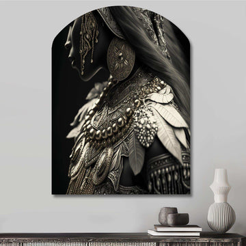 Young Woman With Bohemian Accessories II - Asymmetric Metal Wall Art